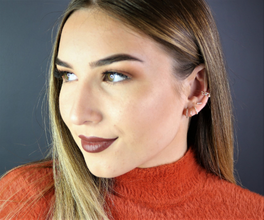 14K Solid Gold Diamond Spiral Earrings | Double Piercing Hoop Illusion